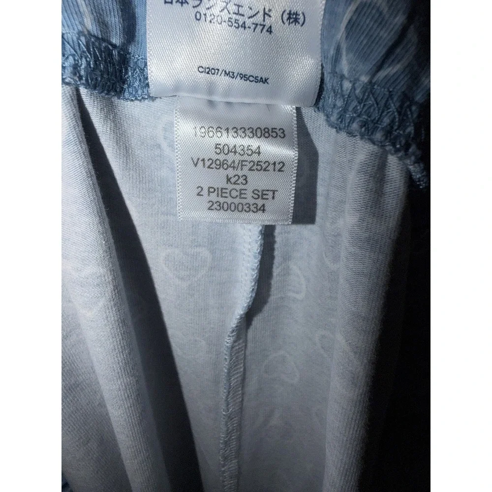 Lands End Womens Pajama Set 2X 20W 22W Blue Hearts Long Sleeve Cotton Spandex